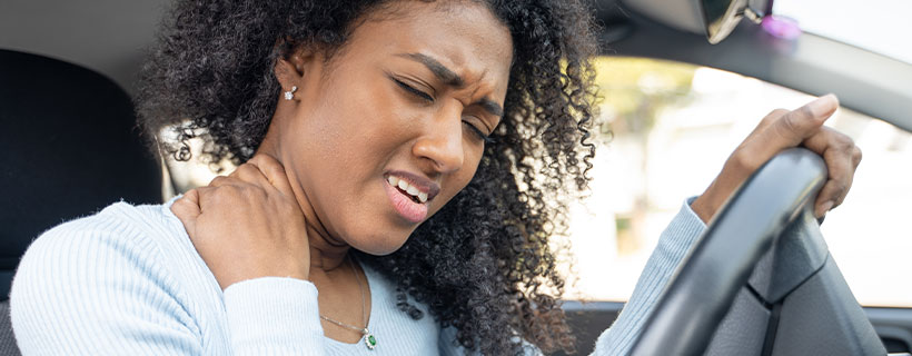 patient with neck pain in need of auto accident injury care in Fort Worth